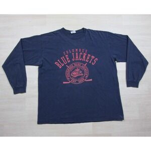 Vintage Y2K Columbus Blue Jackets T Shirt Mens (XL) Long Sleeve NHL Hockey  2000